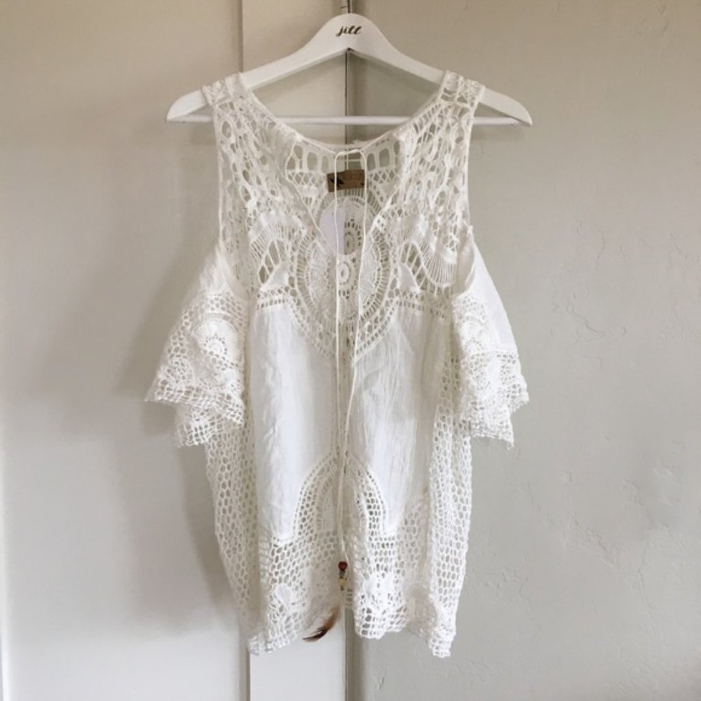 NWT Katsumi White Crochet Top